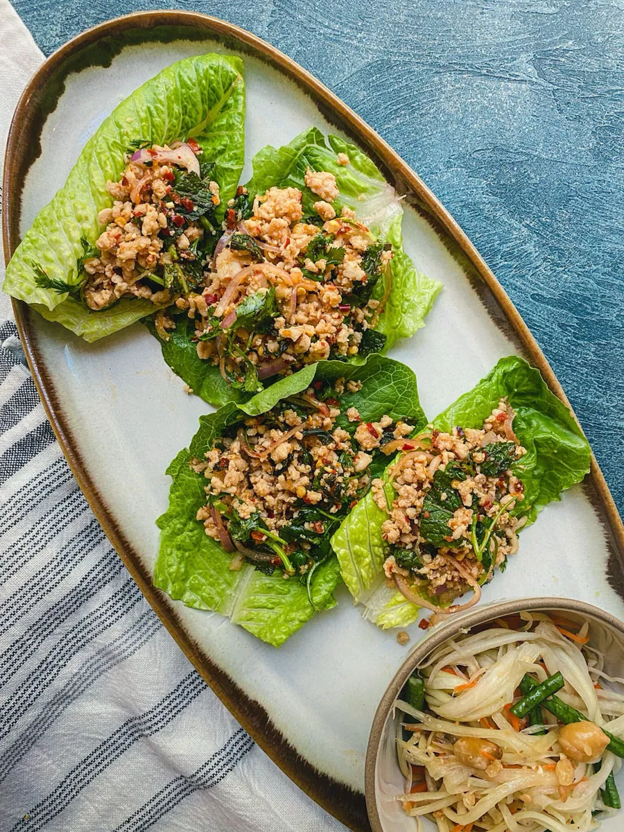laap-larb-a-minced-meat-salad-with-herbs-and-lime-often-eaten-with-sticky-rice laap-larb-a-minced-meat-salad-with-herbs-and-lime-often-eaten-with-sticky-rice